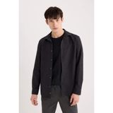 DeFacto%100 Pamuk Slim Fit Gömlek, M, A4644AX25SP, Siyah, Erkek