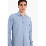 DeFacto%100 Pamuk Slim Fit Gömlek, S, 25Y801005579, Mavi-BE299, Erkek
