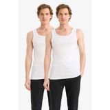 DeFacto%100 Pamuk Slim Fit Ribana 2'li Atlet, M, Y9056AZ26SP, Beyaz, Erkek