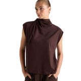 DeFacto%100 Pamuk Slim Fit Yarım Balıkçı Yaka Bluz, S, G1491AX25AU, Kahve-BN328, Kadın