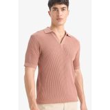 DeFacto%100 Pamuk Standart Fit Polo Yaka Kısa Kollu Triko Tişört Kahve, L, E5860AX25SM, Kahve-BN300, Erkek
