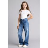 DeFacto%100 Pamuk Staright Wide Jean Pantolon Kız Çocuk G9536A826SP