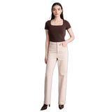 DeFacto%100 Pamuk Straight Fit Normal Bel Gabardin Pantolon, 42, H0092AX26SP, Bej-BG738, Kadın