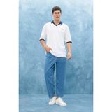 DeFacto%100 Pamuk Tapered Wide Leg Fit Geniş Paça Jean Yıkamalı Pantolon, 30, F8397AX25AU, Mavi, Erkek