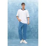 DeFacto%100 Pamuk Tapered Wide Leg Fit Geniş Paça Jean Yıkamalı Pantolon, 34, F8397AX25AU, Mavi, Erkek