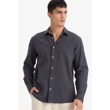 DeFacto%100 Pamuk Uzun Kollu Gömlek, 2XL, E7741AX26SP, Antrasit-AR191, Erkek