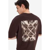 DeFacto%100 Pamuk Vikings Valhalla Boxy Fit Bisiklet Yaka Sırt Baskılı Kısa Kollu Tişört, S, E9294AX25AU, Kahve-BN116, Erkek