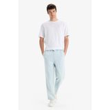 DeFacto%100 Pamuk Wide Leg Fit Geniş Kalıp Normal Bel Beli Lastikli Geniş Paça Yazlık Jean Pantolon, 30, C2045AX25SM, Mavi, Erkek