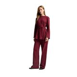 DeFacto%100 Pamuk Wide Leg Geniş Paça Pantolon Bordo, L, F6368AX25AU, Bordo-BR115, Kadın