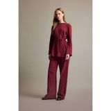 DeFacto%100 Pamuk Wide Leg Geniş Paça Pantolon Bordo, M, F6368AX25AU, Bordo-BR115, Kadın