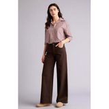 DeFacto%100 Pamuk Wide Leg Normal Bel Gabardin Pantolon, 34, E4381AX26SP, Kahve, Kadın