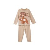 DeFacto%100 Pamuklu Ayı Baskılı Beli Lastikli Pijama Takımı Erkek Bebek