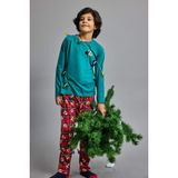 DeFacto%100 Pamuklu Desenli Beli Lastikli Pijama Takımı Erkek Çocuk