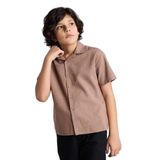 DeFacto%100 Pamuklu Erkek Çocuk Gömlek, 9-10 Yaş, H3025A826HS, Kahve-BN554, Erkek Çocuk