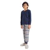 DeFacto%100 Pamuklu Flanel Beli Lastikli Pijama Takımı Erkek Çocuk