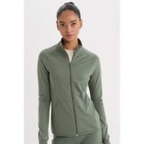 DeFactoFit Fitted Dik Yaka Çift Cepli Fermuarlı Sporcu Hırka B3985AX25SPKH458 Haki
