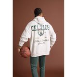 DeFactoFit NBA Boston Celtics Oversize Geniş Kalıp Kapüşonlu Sırt Baskılı Kalın Sweatshirt D3242AX24WNBG662
