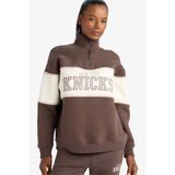 DeFactoFit NBA New York Knicks Oversize Fit Yarım Fermuarlı Sporcu Sweatshirt