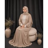 Defka Dantel Detaylı Başörtülü Şık Kadın Namaz Elbisesi - 0-Kahverengi - 4XL