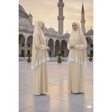 Defka Iki Parça Etekli Şık Modern Kadın Namaz Elbisesi Takımı - Kahverengi - 3XL