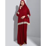 Defka Iki Parça Kadın Namaz Elbisesi - 3XL - Bordo