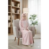 Defka Tek Paçra Şallı Şık Dantelli Kız Çocuk Namaz Elbisesi - Pembe