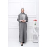 Defka Tek Parça Başörtülü Kadın Namaz Elbisesi - 00407 Gri - 3XL