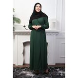 Defka Tek Parça Kruvaze Yandan Bağlamalı Kadın Namaz Elbisesi Sabahlık - Yeşil - 2XL