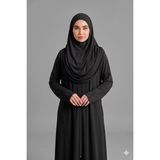 Defka Tek Parça Namaz Elbisesi Başörtülü Fermuarlı Rahat Kalıp - Siyah - 2XL