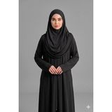 Defka Tek Parça Namaz Elbisesi Başörtülü Fermuarlı Rahat Kalıp - Siyah - 3XL