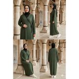 Defka Yandan Bağlamalı Kruveze Rahat Kesim Kadın Namaz Elbisesi/sabahlık - Haki - 4XL