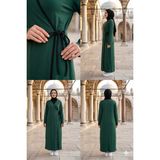 Defka Yandan Bağlamalı Kruveze Rahat Kesim Kadın Namaz Elbisesi/sabahlık - Yeşil - 2XL