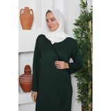 Defka Yandan Bağlamalı Pamuklu Kadın Namaz Elbisesi - 00430 Yeşil - 2XL