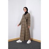 Defka Yandan Bağlamalı Pamuklu Kadın Namaz Elbisesi - Açık Leopar - 2XL