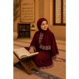 Defka Yazlık Kumaş Kız Çocuk Namaz Elbisesi Kolay Giyim - Bordo - 10 - 11 Yaş