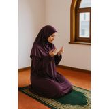 Defkay Tek parça başörtülü düz renk hafif kumaş kadın namaz elbisesi