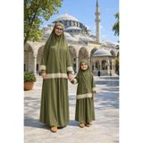 Defkay Yazlık terletmez kumaş Anne kız pratik şık namaz elbisesi takımı likralı pamuklu kumaş