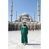 Defkay Yazlık Terletmez Kumaş Tek parça fermuarlı düz renk hafif kumaş kadın namaz elbisesi ferace
