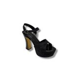 Defne 788-26 Simli Saten Çapraz Bant 30Mm Platform Topuk Kadın Sandalet(12Cm)