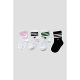 Defne Baby Kız Bebek Basic Çizgili Premium Pamuklu Soket Çorap Seti - 3 - 4 Yaş - Renkli