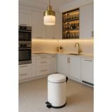 Defne Beyaz Çöp Kovası- Ofis Çöp Kutusu Çizgili Model 12 Litre