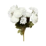 DEFNE DECOR Yapay Çiçek Şakayık Ortancalı Gül Buketi arajmanlı 5li Beyaz