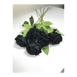 DEFNE DECOR Yapay Kadife 5 Adet Gül Dalı 50 cm Siyah Lüx Ekvator Gül