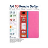 DEFNE DEFTER Star A4 10 Konulu Defter 7+3 Bölümlü (7 Bölüm Kareli + 3 Bölüm Çizgili) Separatörlü PVC Helezon Plastik Kapak Okul Ofis Ders Not Defteri
