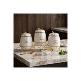 Defne Kitchen Porselen Standlı Coffee Sugar Tea Kavanoz Seti