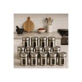 Defne Kitchen Tuzluk Karabiberlik Baharatlık 3 Kademe Delikli, Cam Metal Kaplamalı 12 Adet