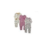DEFNE LİNA BABY Kız Bebek Kıyafeti Fermuarlı %100 Pamuklu 3lü Mevsimlik Renkli Tulum Yenidoğan 0-3-6-9