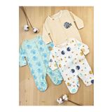 DEFNE LİNA BABY Kız Erkek Bebek Baskılı Pamuklu Çıtçıtlı Patikli 3lü Yenidoğan Kıyafet Tulum Seti 3-6-9 Ay