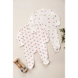 DEFNE LİNA BABY Organik Kız Bebek Çiçek desenli 2li Tulum Takımı Yenidoğan kıyafet 1-3-6 ay 2'li Pamuklu 2 Parça