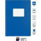 Defne Saygılıofis 40 Yaprak A4 Dikişli Düz Pp Kapak Çizgili Defter - Mavi